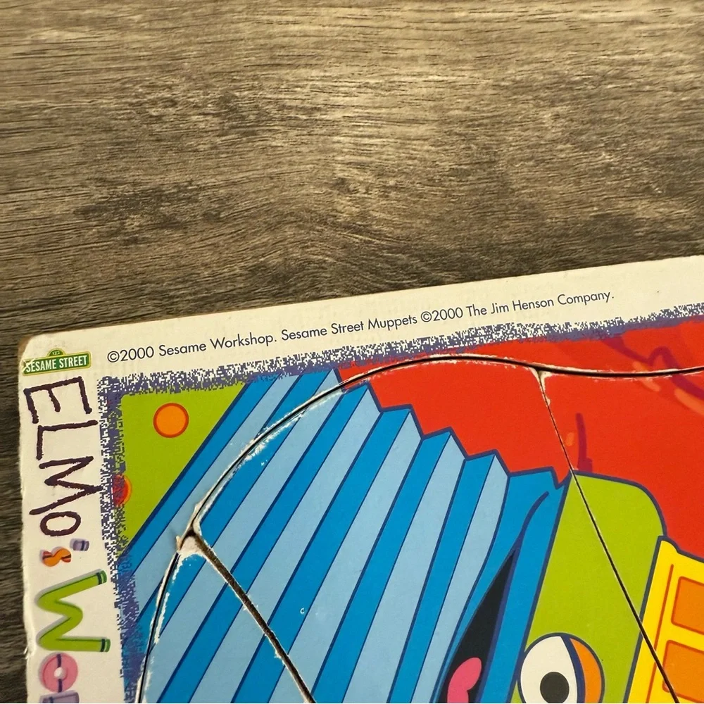 Vintage Y2K Sesame Street Elmo’s World Music Puzzle & Happy Families Cloth Book